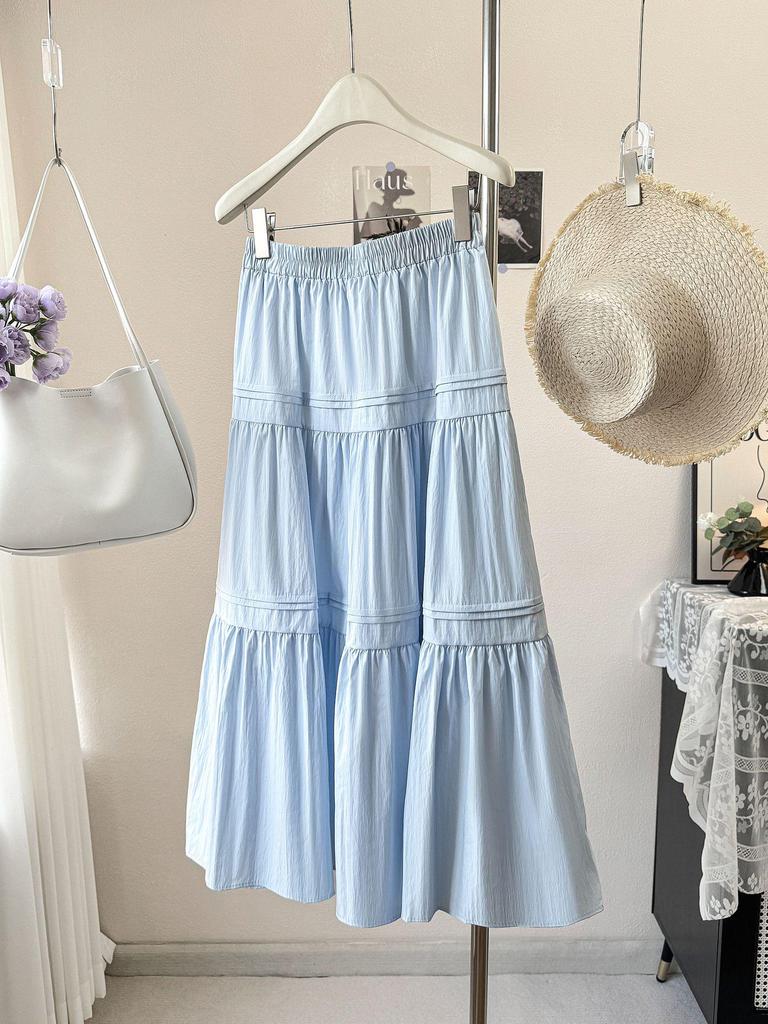 Women's 2026 High-Waisted A-line Midi Skirt - Slimming Layered Design