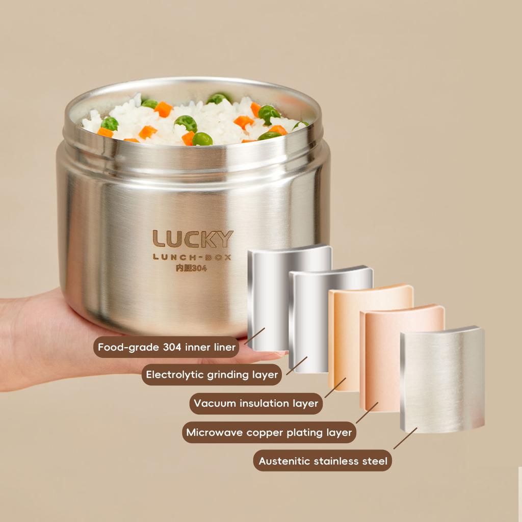 304 Stainless Steel Vacuum Thermal Lunch Box With Handle Portable Leak Proof Insulated Bento Box For Students Adults
