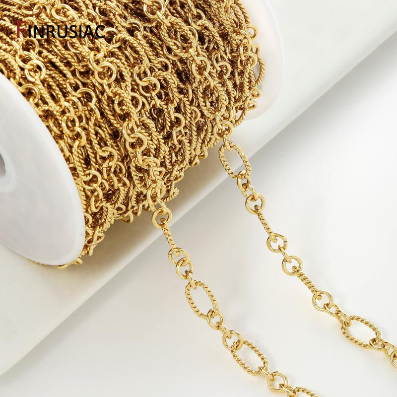 18K Gold Plated Brass Twisted Oval Link Chain,Chunky Hip Hop Punk Link Chain for Jewelry Making Supplies,DIY Jewelry Materials