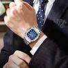POEDAGAR Top Brand Luxury Watch for Men Waterproof Luminous Date Week Wristwatch Stainless Steel Square Quartz Watches