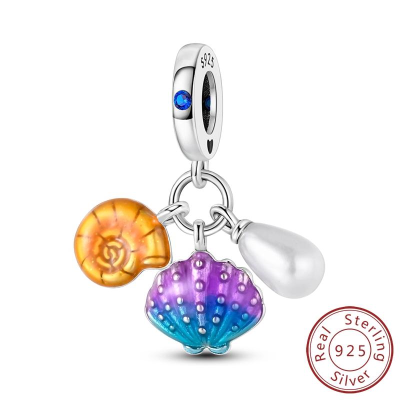 Summer Ocean Series Bead Components Copper Metal Turtle Charm Bead Components Blue Heart Dangle Designed For Women Compatible With Authentic Original