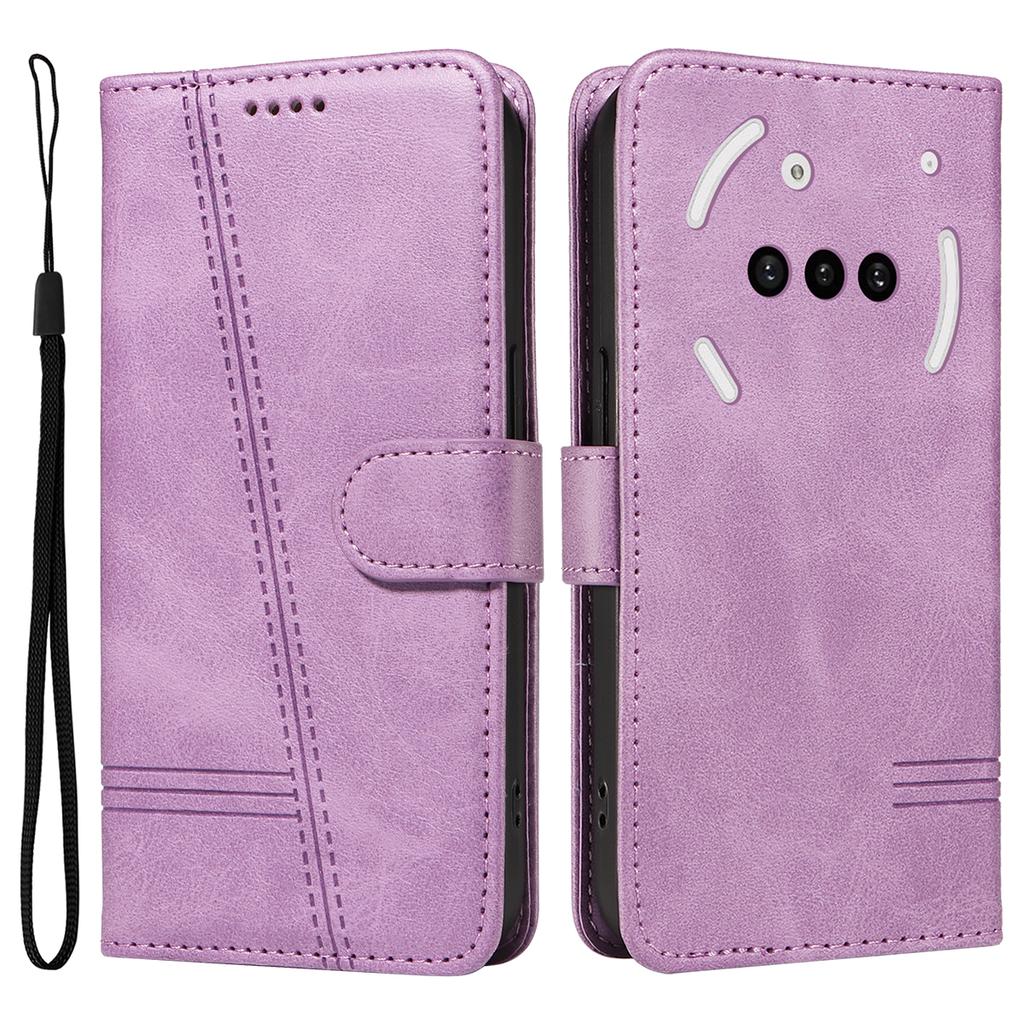For Nothing Phone (3a) Wallet Case T-Shape Lines Leather Phone Cover Stand