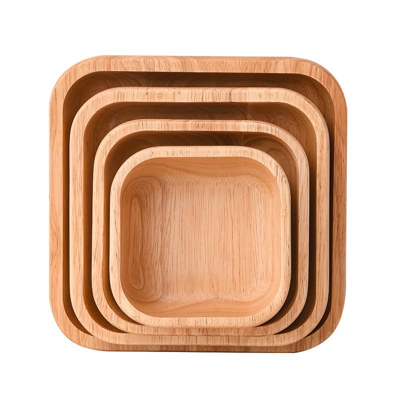 Japanese Style Solid Wood Square Salad Bowl - Simple Wooden Tableware Dish
