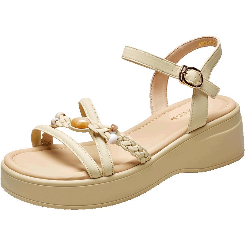 Yearcon Women s Fairy Style Wedge Roman Sandals 36 светло-желтого