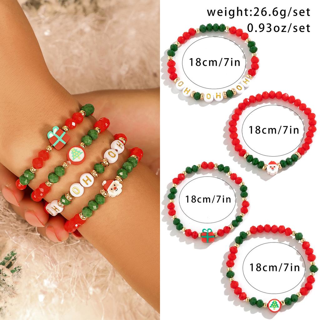 Christmas Letter Contrasting Bracelet Set, Creative Santa Gift Letter Jewelry