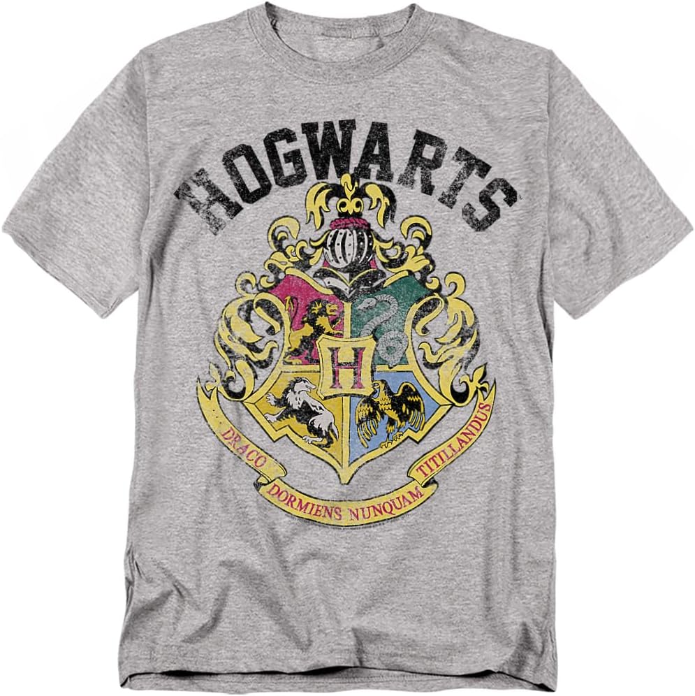 Popfunk Harry Potter Retro Hogwarts Logo T Shirt Heather Gray S