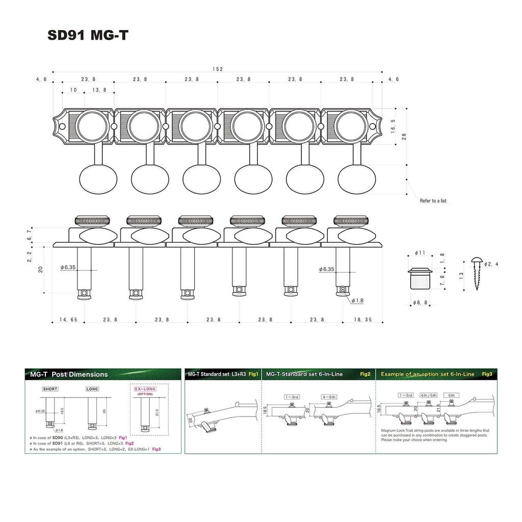 GOTOH Guitar Peg Gold SD91-MG-T-05M-L6-GG 21333GYTX/D