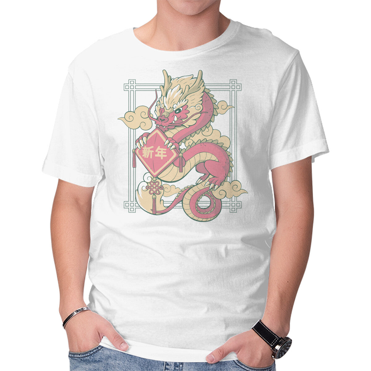 Unisex Crew Neck T-Shirt The Year Of The Dragon Graphic Short Sleeve Casual Tee XS