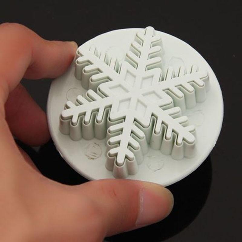 3Pcs Snowflake Cake Decorating Fondant Plunger Cutters Mold Mould Cookies Tools Silicone Molds 2023