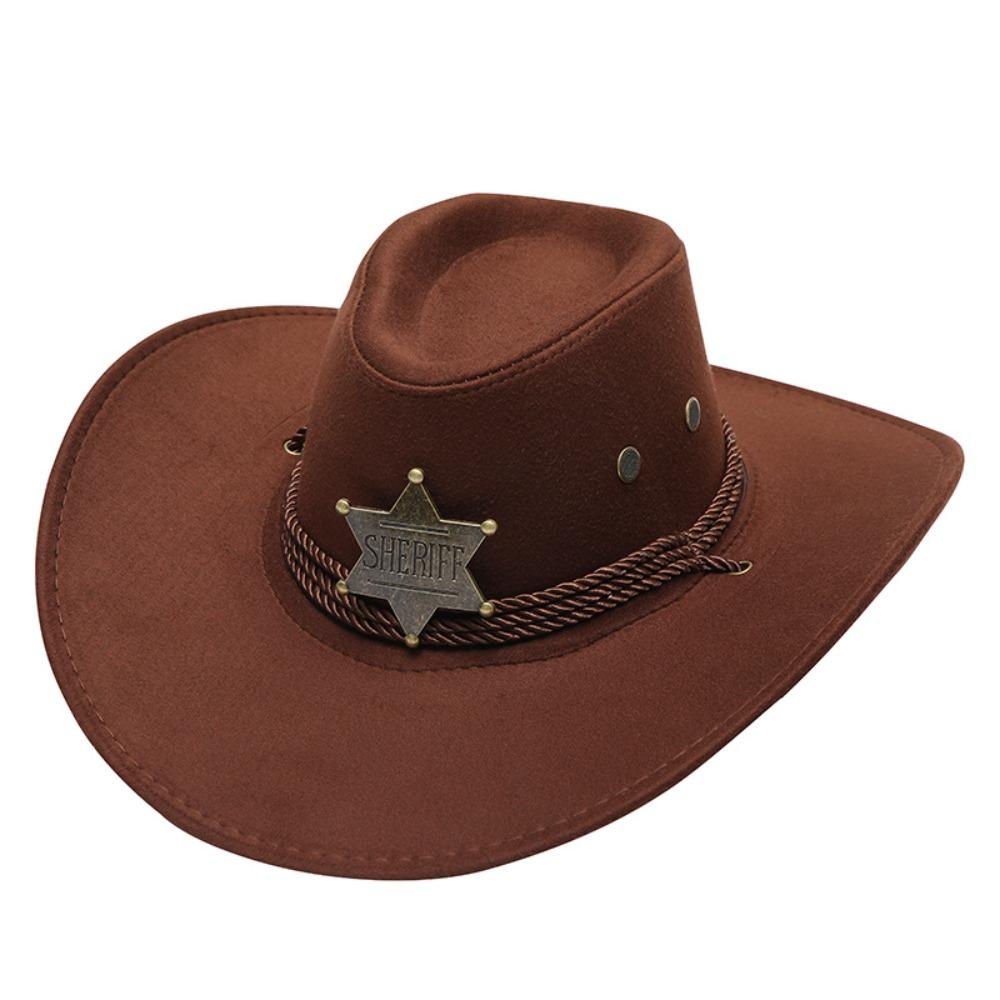 Unisex Artificial Suede Beach Cowboy Hat Wide Brim Solid Color Sun Sunscreen Cap Breathable Sun Protection Party Cosplay Hat