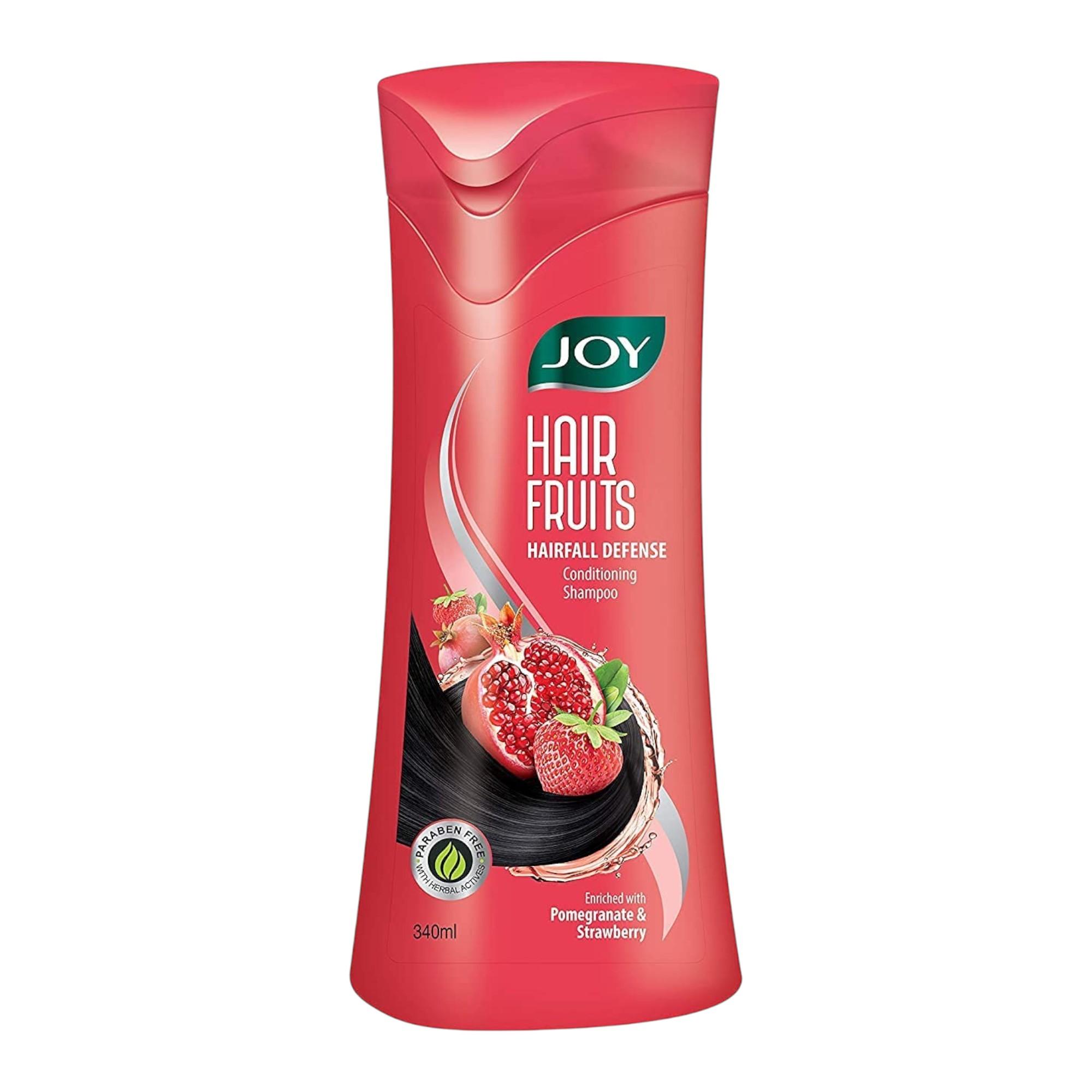 

Joy Hair Fruits Hairfall Defense Conditioning Shampoo 340ml Pack of 1, Pomegranate & Strawberry for Smooth Shiny Hair