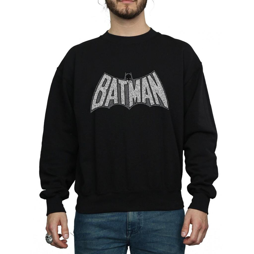 DC Comics Mens Batman Retro Crackle Logo Sweatshirt