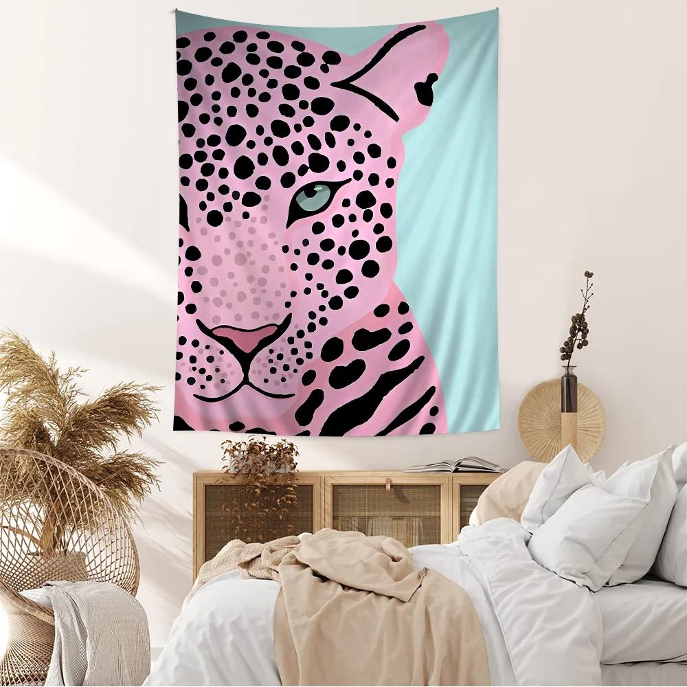 Wild Leopard Tiger Vase Flower Girl Power Printed Large Wall Tapestry Indian Buddha Decoration Bohemian Hippie Wall Art Decor