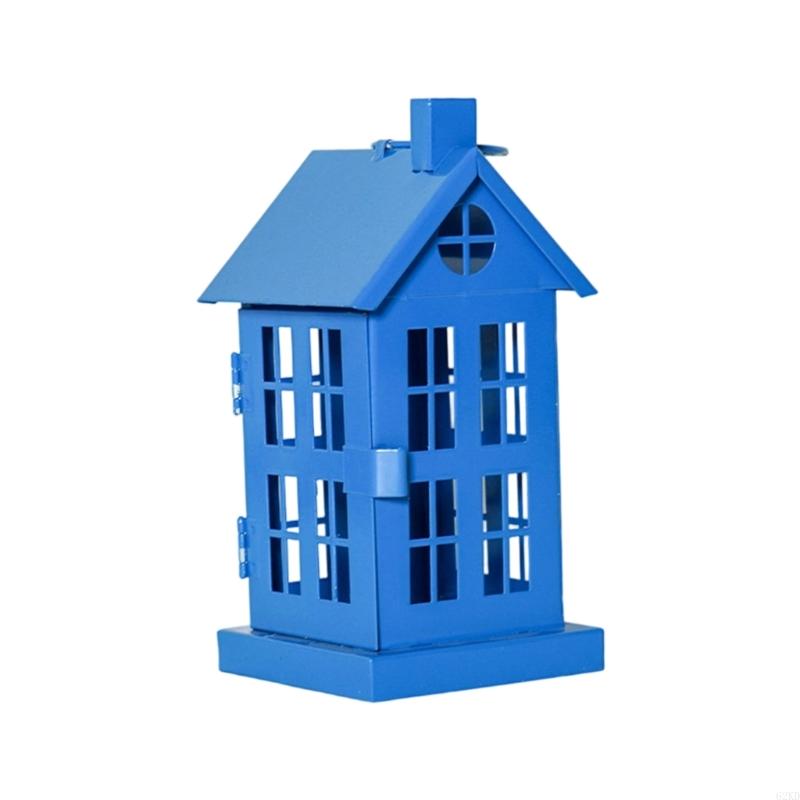 62KD Iron House Hanging Holder Tealight Lanterns Hanging Ornament Decors