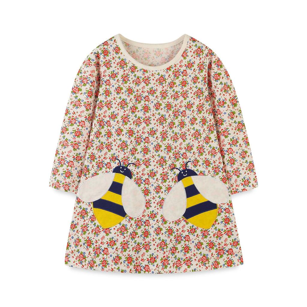 2-7Y Kinder Kleidung Mädchen Langarm Kleid Gestrickte Baumwolle Frühling Herbst Cartoon Rundhals Mädchen Prinzessin Kleider