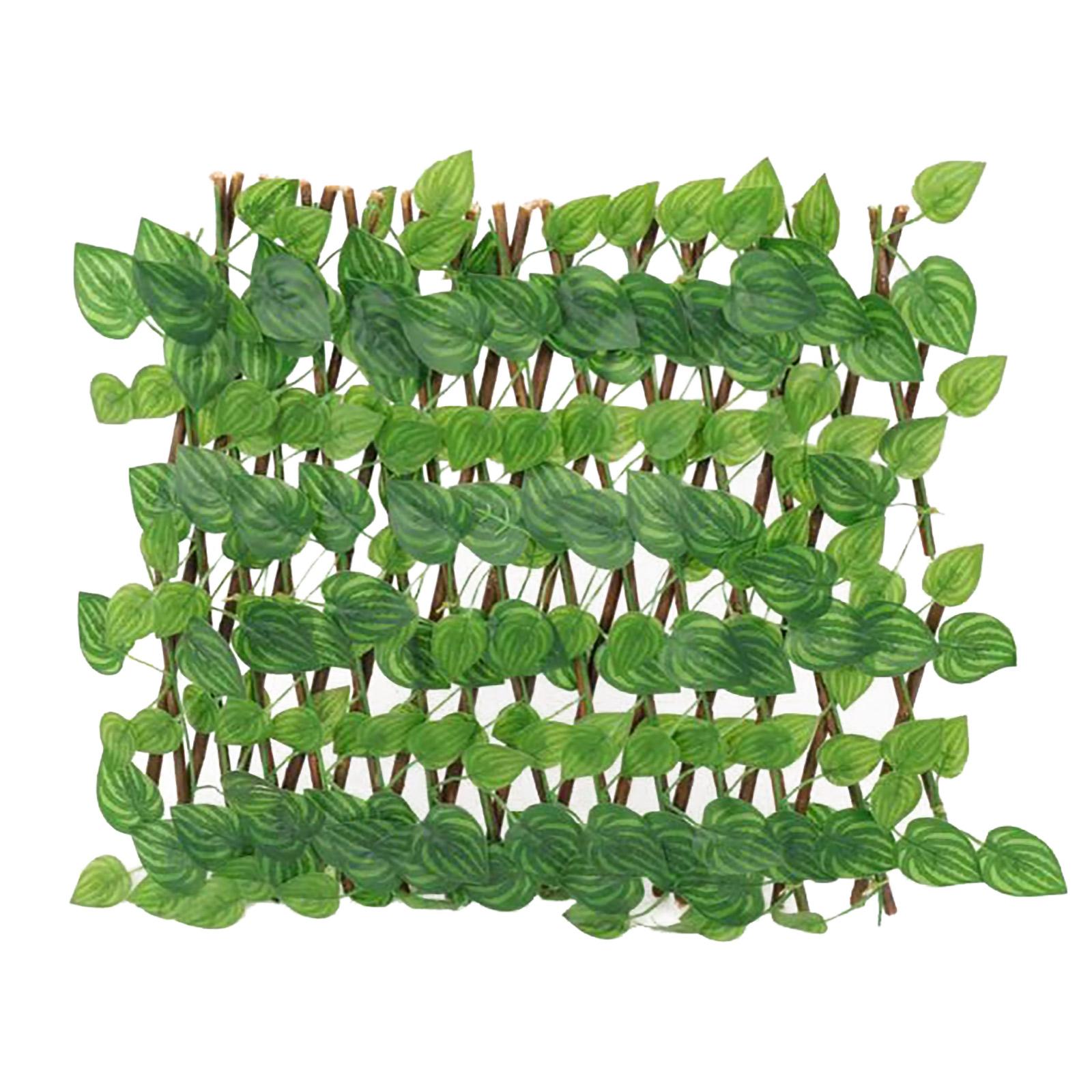 Outsideworld Unisex Green Simulation Fence Patio Fence Plant Fence Wood Garden Decoration Wooden Fence Retractable Fence
