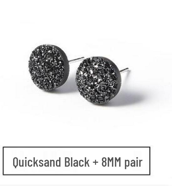 Men's Black Crystal Cluster Earrings - Simple Korean Style with Personality