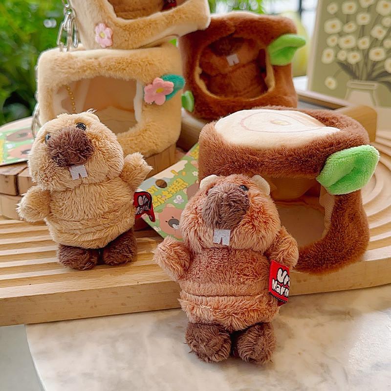 Marmots Cartoon Cute Plush Keychain Material Children Bag Decoration Gift Doll