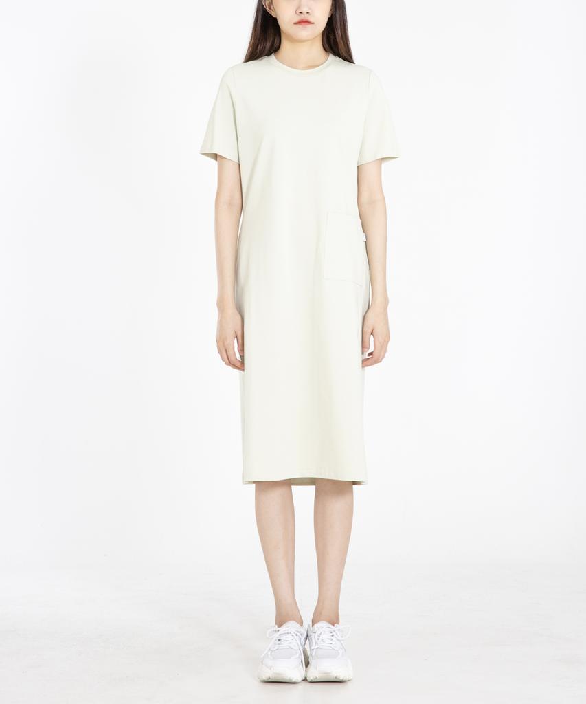 RAW TO RAW Wrd023 Fine Cotton Pocket Dress (Pig Green)