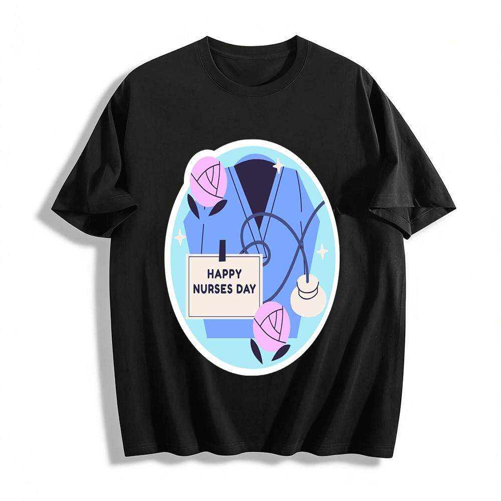 

Happy Nurses Day Medical Worker Tribute Printed Casual Top Pure cotton T-shirt XXS