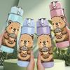 1PC Lovely Bear Drinking 750ml Color Plastic Sports Water Bottle Leakproof Flip Straw Lid Suitable for Sports Office Home Use