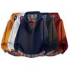 Unisex Plaid Patchwork V-Neck Hooded Sweatshirt