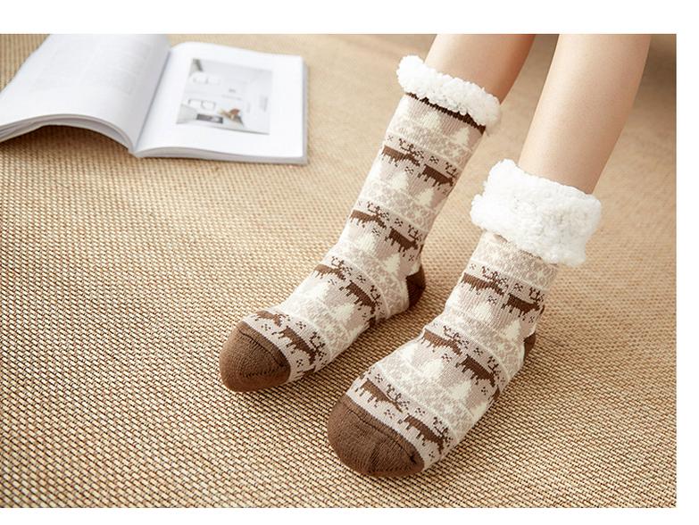 Winterhaussocken für Erwachsene aus Lammwolle mit Fleecefutter und rutschfester Sohle