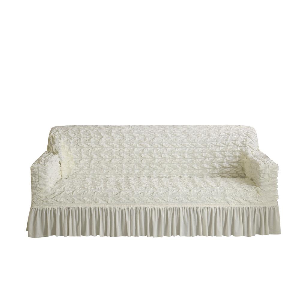 New High End Thickened Large Plaid Seersucker Sofa Cover Lace Style All Inclusive Elastic Sofa Cover Cover