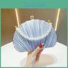 Shell Evening Clutch Bag For Women With Pearl Embellishments And Silk Material For Formal Events