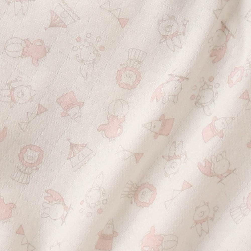 Cream de Coco in Diamond Quilted Circus Pattern Crotch Newborn Baby Clothes Cute Animal Print Pink and Yellow Boys and Girls Soft Warm [Made Japan]
