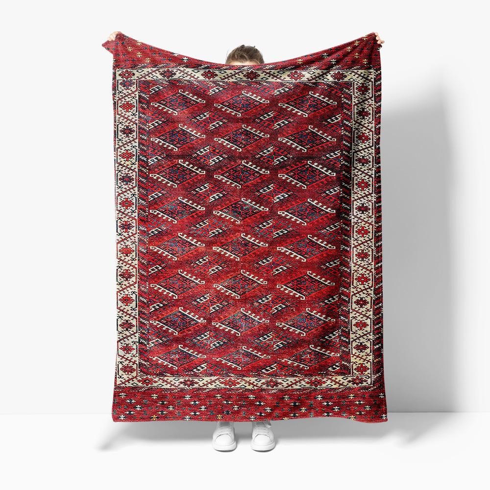 Red Moroccan Style Cotton Kilim Rug Vintage Turkish Area Rug for Living Room Bedroom Decor 75x90cm