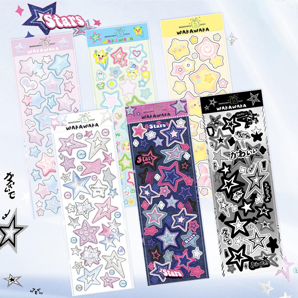 Hand tent stickers with star elements, Korean Ins style base stickers