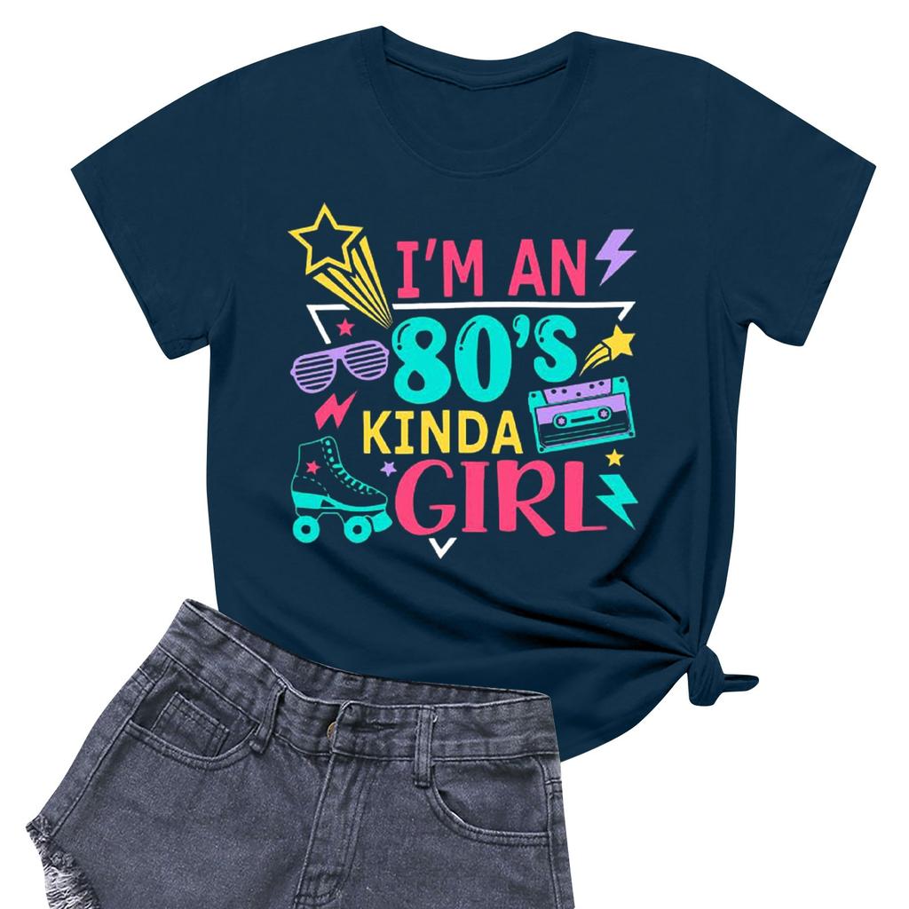 Dámské tričko s kulatým výstřihem pro volný čas s potiskem a krátkým rukávem