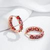 Full Red Natural Zircon Hoop Earrings For Women Trendy  Rose Gold Color Vintage Bride Wedding Jewelry Best Gift