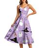 Women's Casual Halloween Print Round Neck Sleeveless Dress for Holiday Party