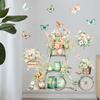 Cartoon Cat Flowers Potted Plants Wall Stickers Fake Windows Warm Bedside Bedroom Decorative Decal Stickers Wallpaper