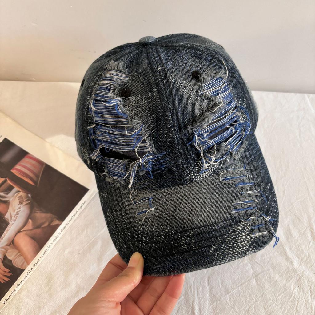 Four Seasons Face Small Casual Versatile Cap Trendy Men Fashion Washed Old Ripped Baseball Cap Children