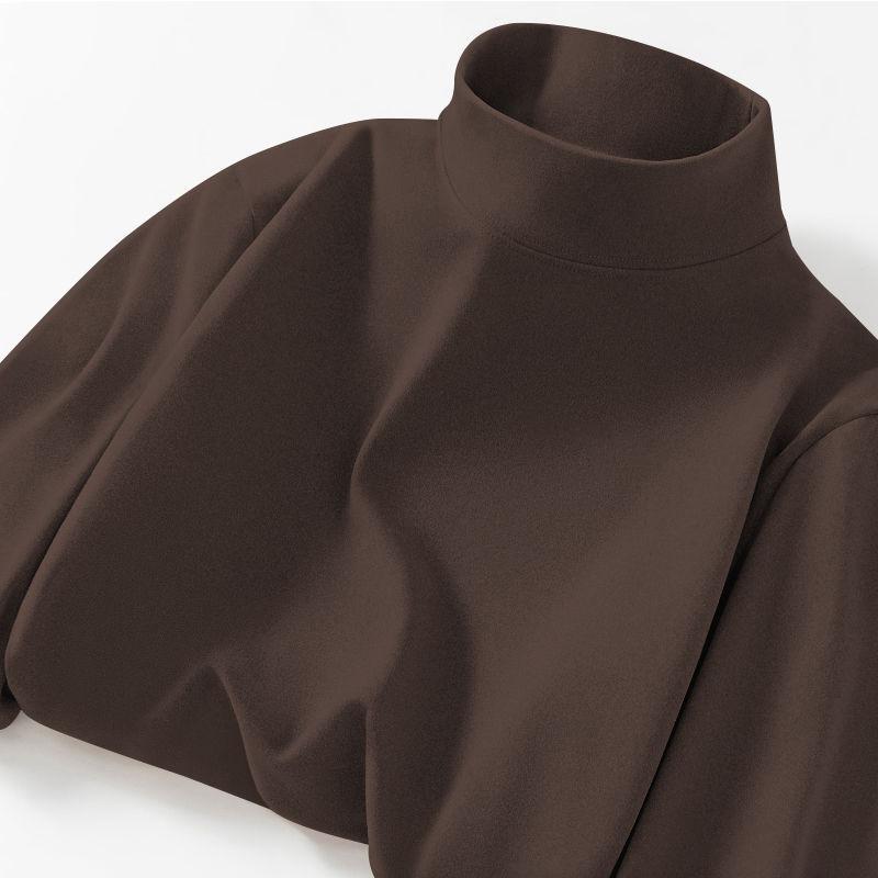 

Унисекс приталенная флисовая рубашка с длинным рукавом и полуводолазкой для осени и зимы XL (115-130 lbs) кофейный