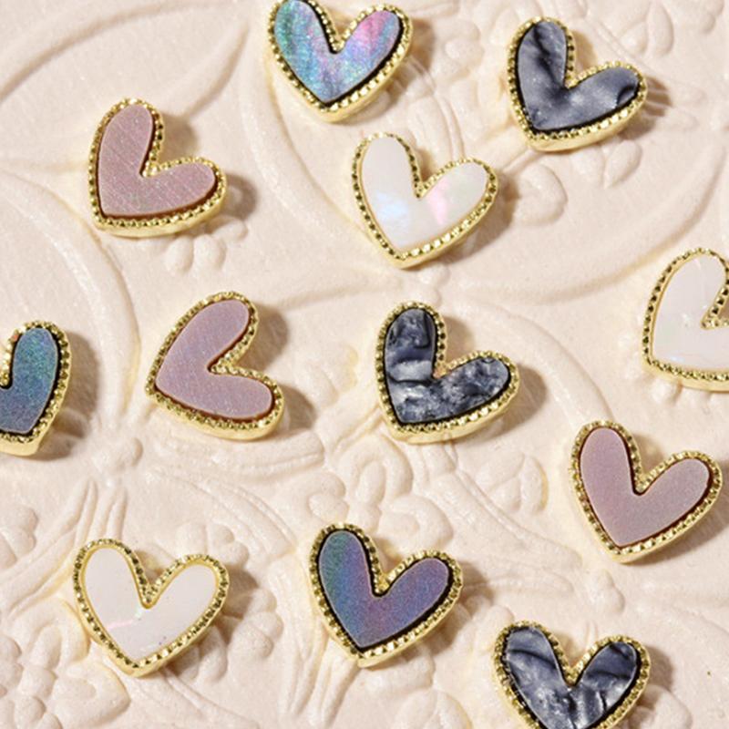 10Pcs 3D Heart Nail Charms Jewellery Decoration Fashion Kawaii Nails Art Classic Jewellery Design Metal DIY Accessories
