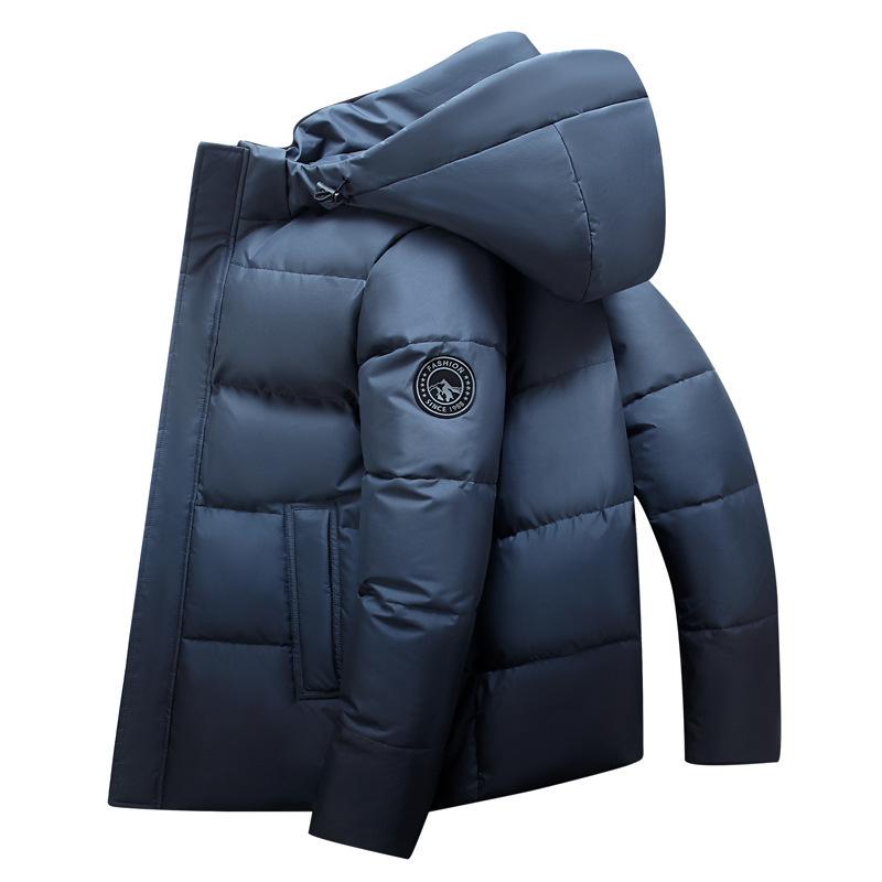 Herren Übergangs Winter Weiß Enten Daunenjacke - Dick, Warm, Trendy Kapuzen Student Mantel