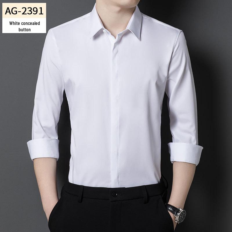 

Мужская рубашка из бамбукового волокна с длинным рукавом, не требующая глажки, в деловом стиле и повседневном стиле M+ белый