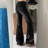 Damen Retro Schlagjeans mit Pflanzenstickerei - Slim Fit, Niedrige Taille