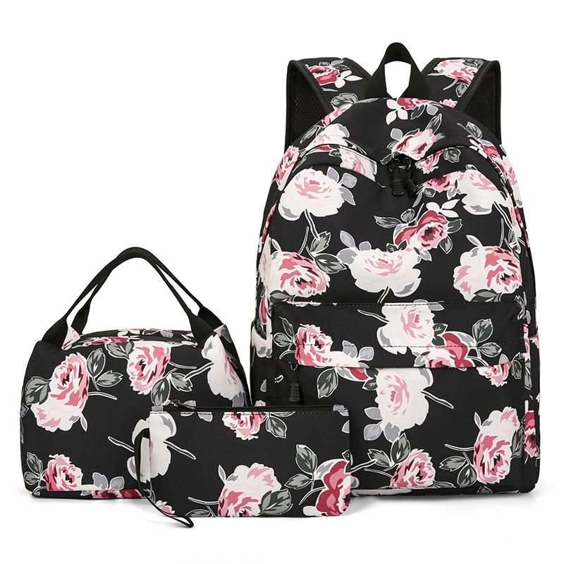 3 Piece Fashion Cute Student School Bag, With lunch Box Bag,Lightweight Large Capacity Zipper Backpack Woman and Man, Unisex