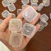 Mini Plastic Storage Box Square Transparent Flip Portable Pill Container Jewelry Holder Earrings Packaging Display Case