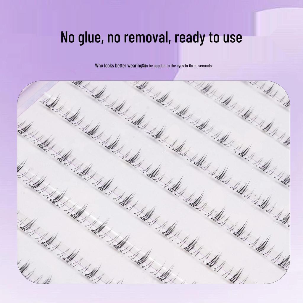Lashy Large Capacity Glue-Free False Eyelashes: Natural Cat-Eye Elf Look with Transparent Band for Double Eyelid and Lower Lashes