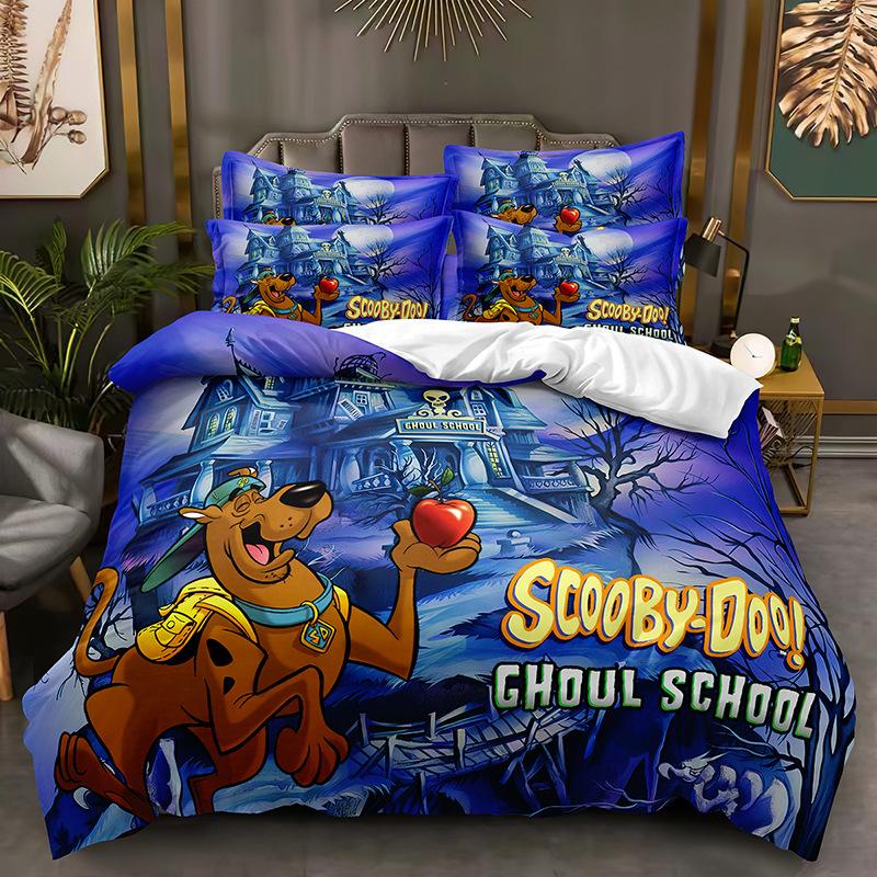Scooby Doo Dog Quilt Cover Home Textiles Bedding Three-Piece Set, Kit Pillowcase