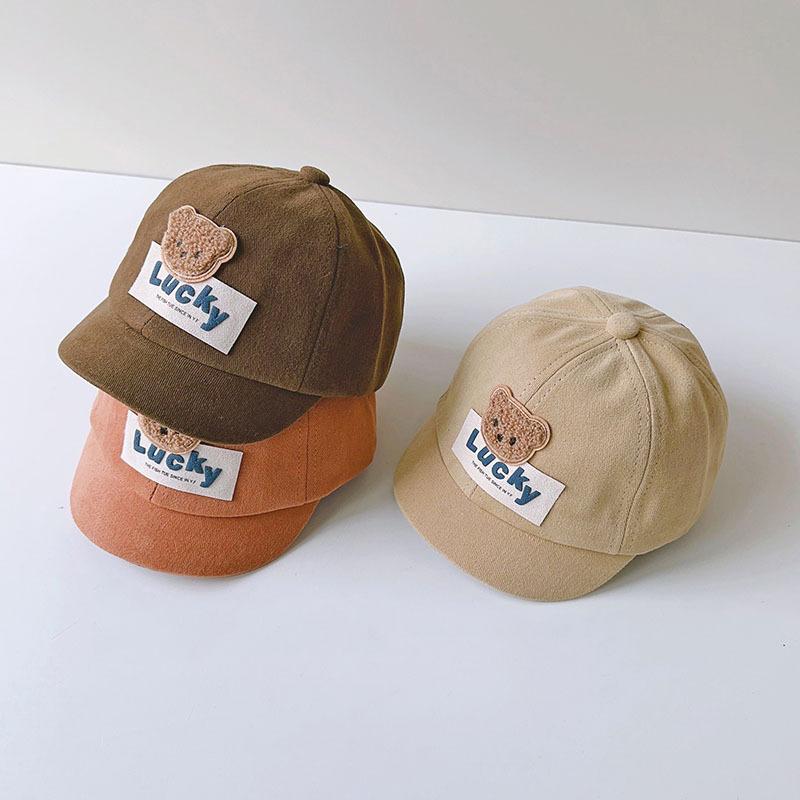 Cute Bear Baby Baseball Cap Solid Color Cartoon Infant Peaked Hat Summer Sunshade Kids Boy Girl Sun Hats