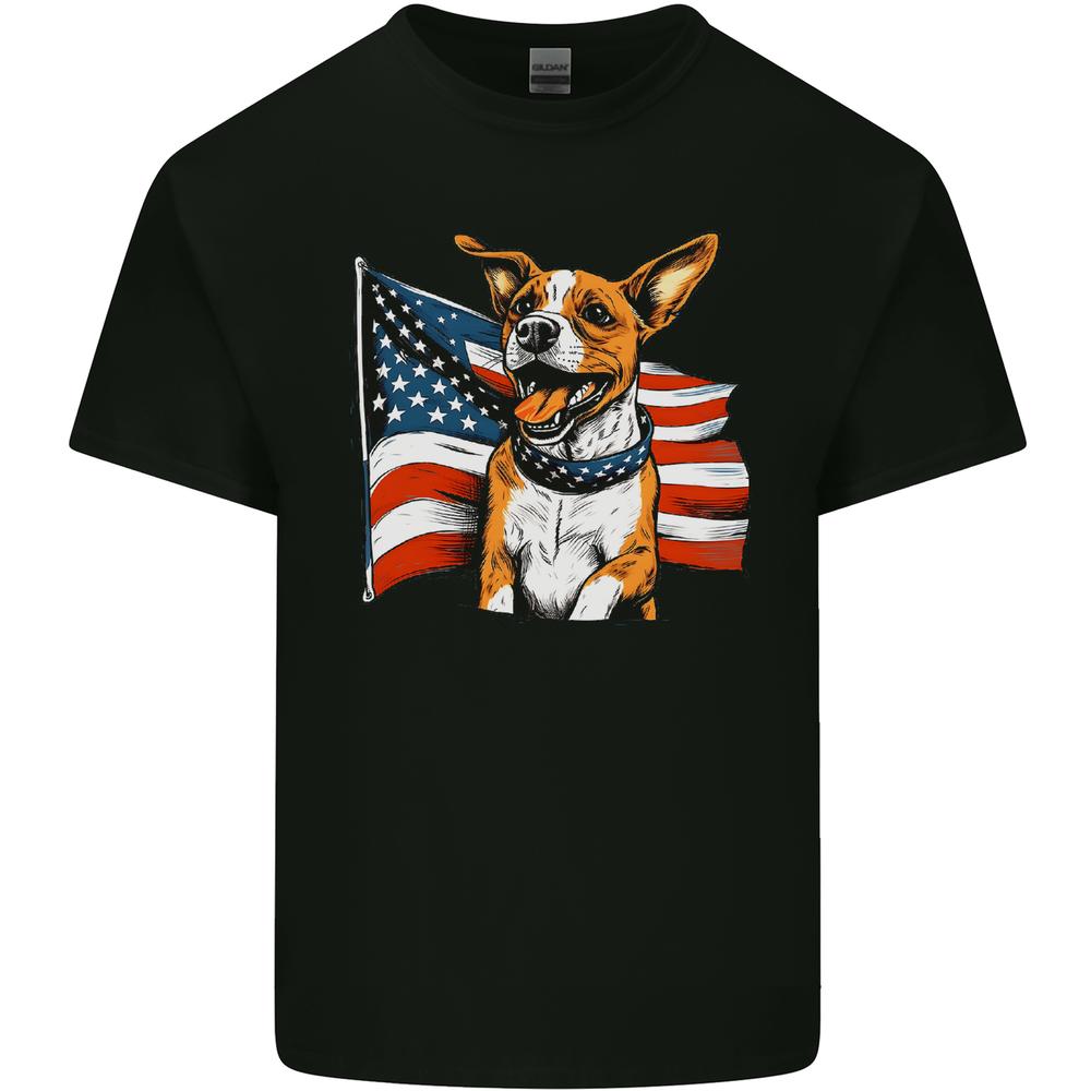 A Jack Russell With USA Flag America Dog Kids T-shirt Childrens M