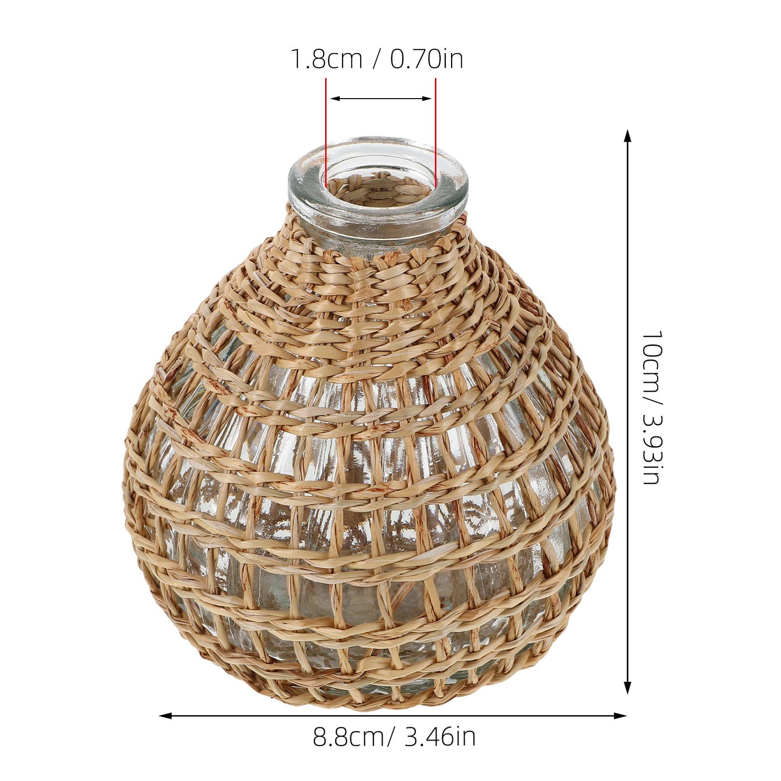 

1Pcs Glass Aroma Bottle Woven Vase Light Brown Natural Grass Handmade Home Decorative Flower Arrangement Aromatherapy Bottle