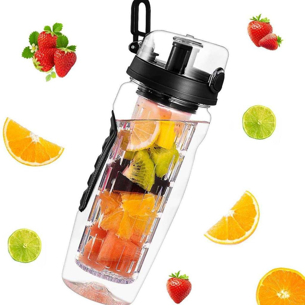 32oz Space Bottle Single Layer PCTG Cup Fruit Brewing Water Bottles with Grid Infuser Food Grade
